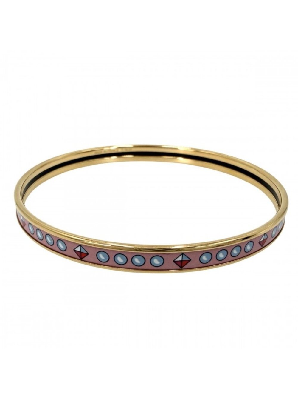 Hermes Bangle Enamel Bracelet Cloisonne Pink Gold